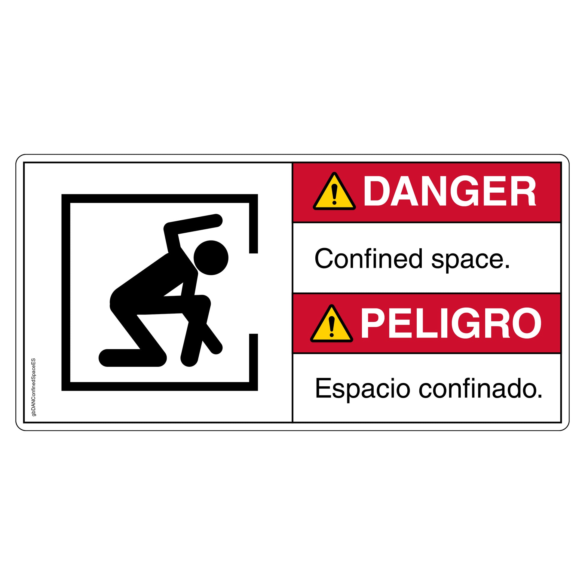 Danger Confined Space Decal in English and Spanish. 