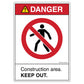 Danger Construction Area Keep Out Decal.