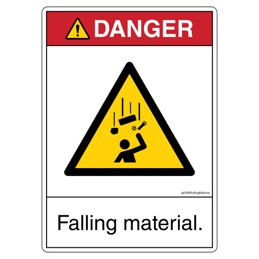 Danger Falling Material Decal. 