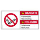Danger Flammable No Smoking Decal in English and Spanish. 