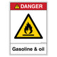 Danger Gasoline and Oil Decal.
