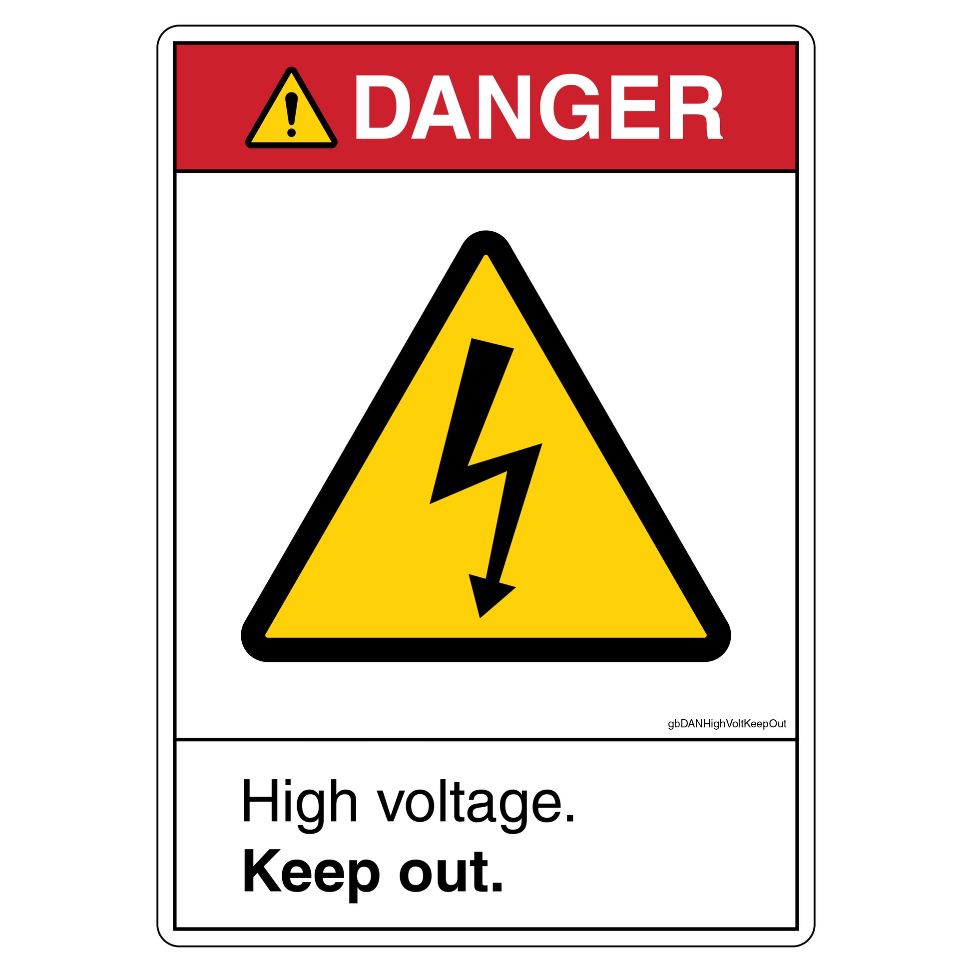 Danger High Voltage Keep Out Decal. 
