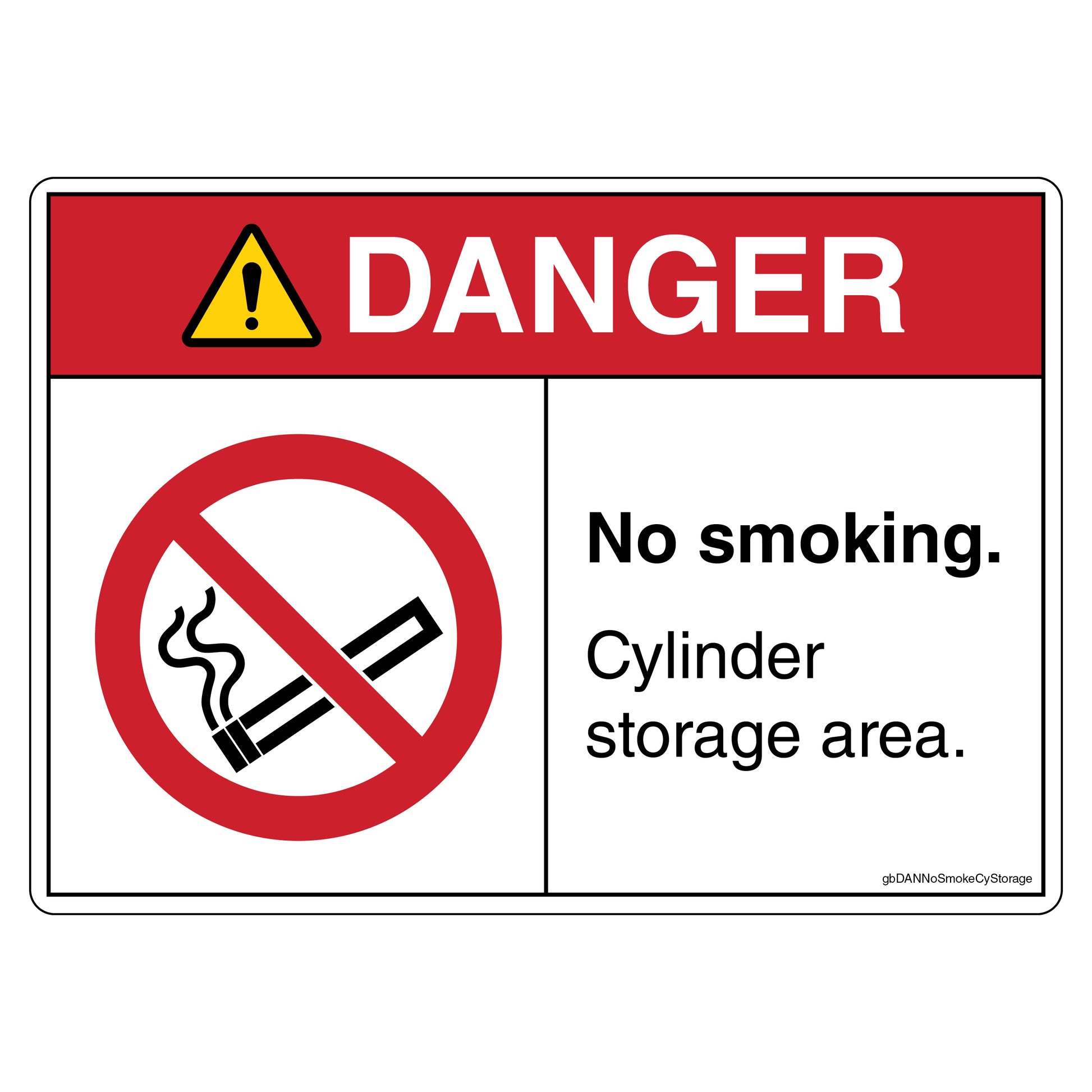 Danger No Smoking Cylinders Storage Area Decal. 