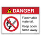 Danger Flammable Material Keep Open Flame Away Decal. 