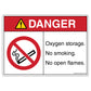 Danger Oxygen Storage No Smoking No Open Flames Decal.
