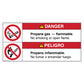 Danger Propane Gas Flammable No Smoking or Open Flame Decal in English and Spanish.