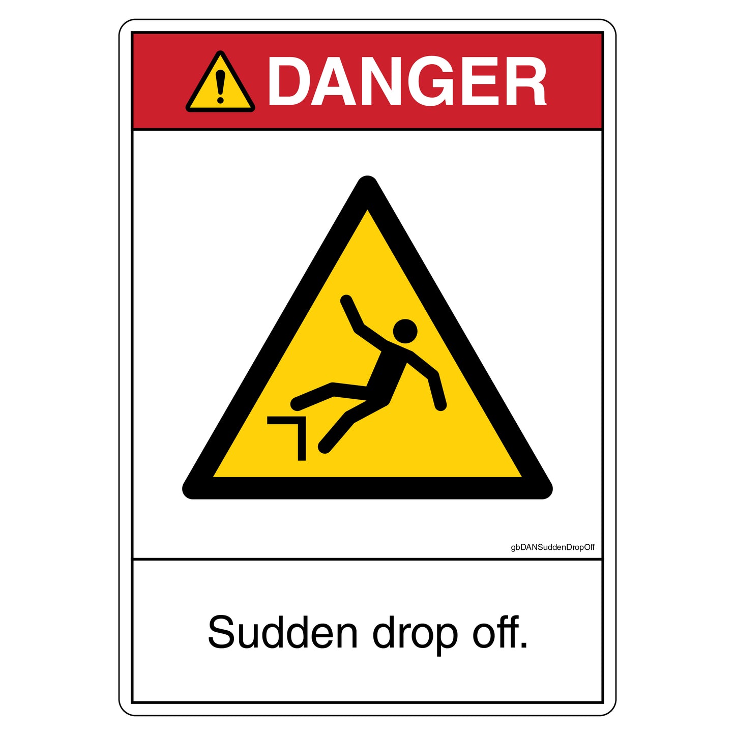 Danger Sudden Drop Off Decal.