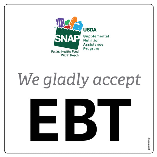 Find EBT-friendly grocery options with our UV-resistant 'We Accept EBT' signs, suitable for stores and online pickup. Shop now!