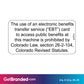 Colorado EBT Law Decal size guide.