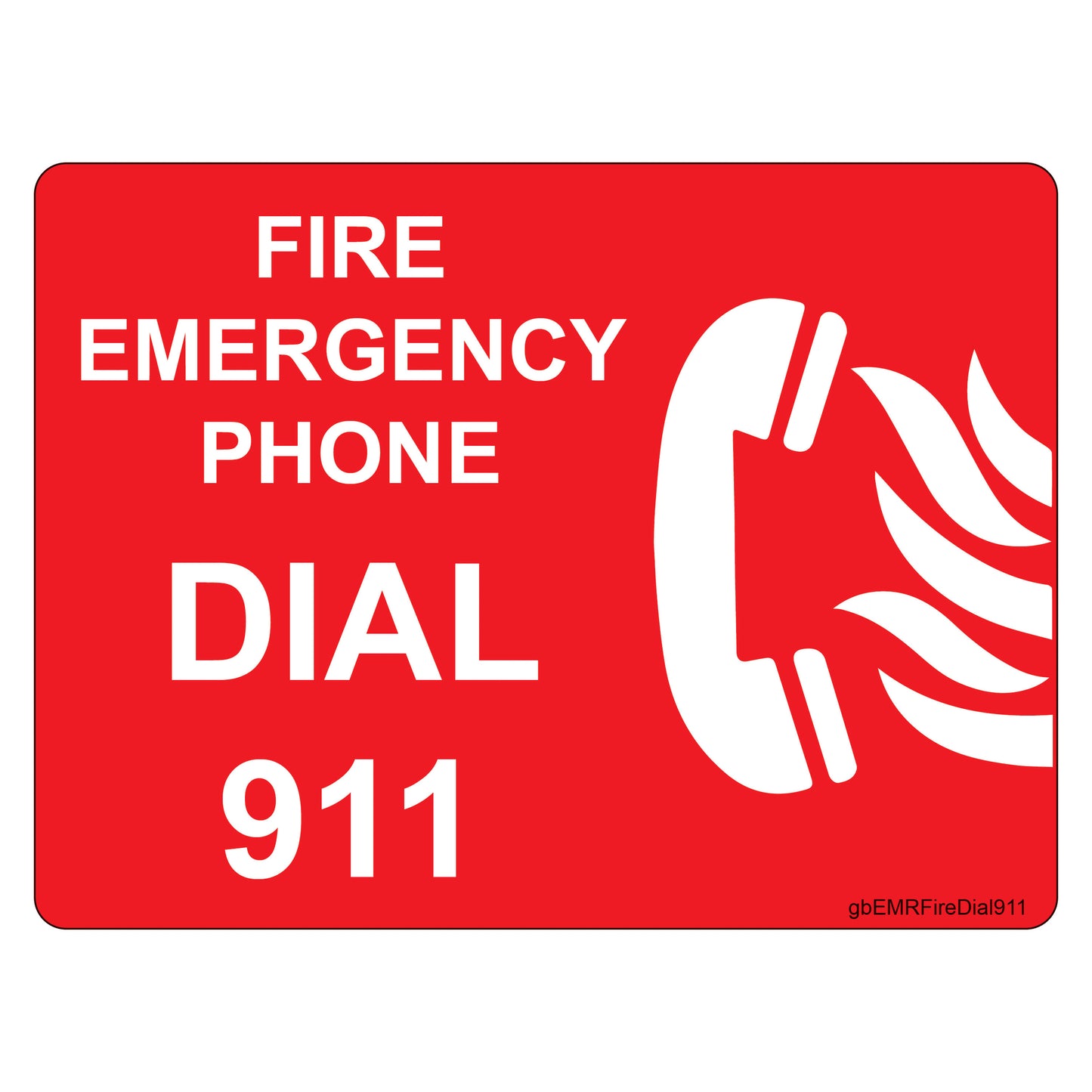 Fire Emergency Phone Dial 911 Decal. 4 inches by 3 inches in size.