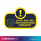 Do Not Jerk Card During Transaction Decal, Navy and Yellow size guide.