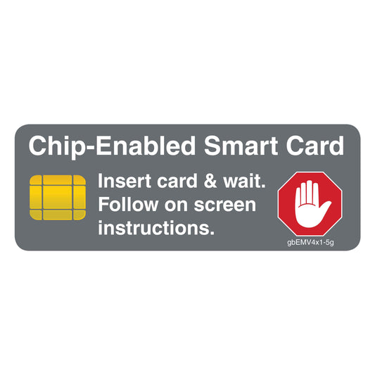 Chip Enabled Smart Card Decal, Gray - 4 inches by 1.5 inches in size. 