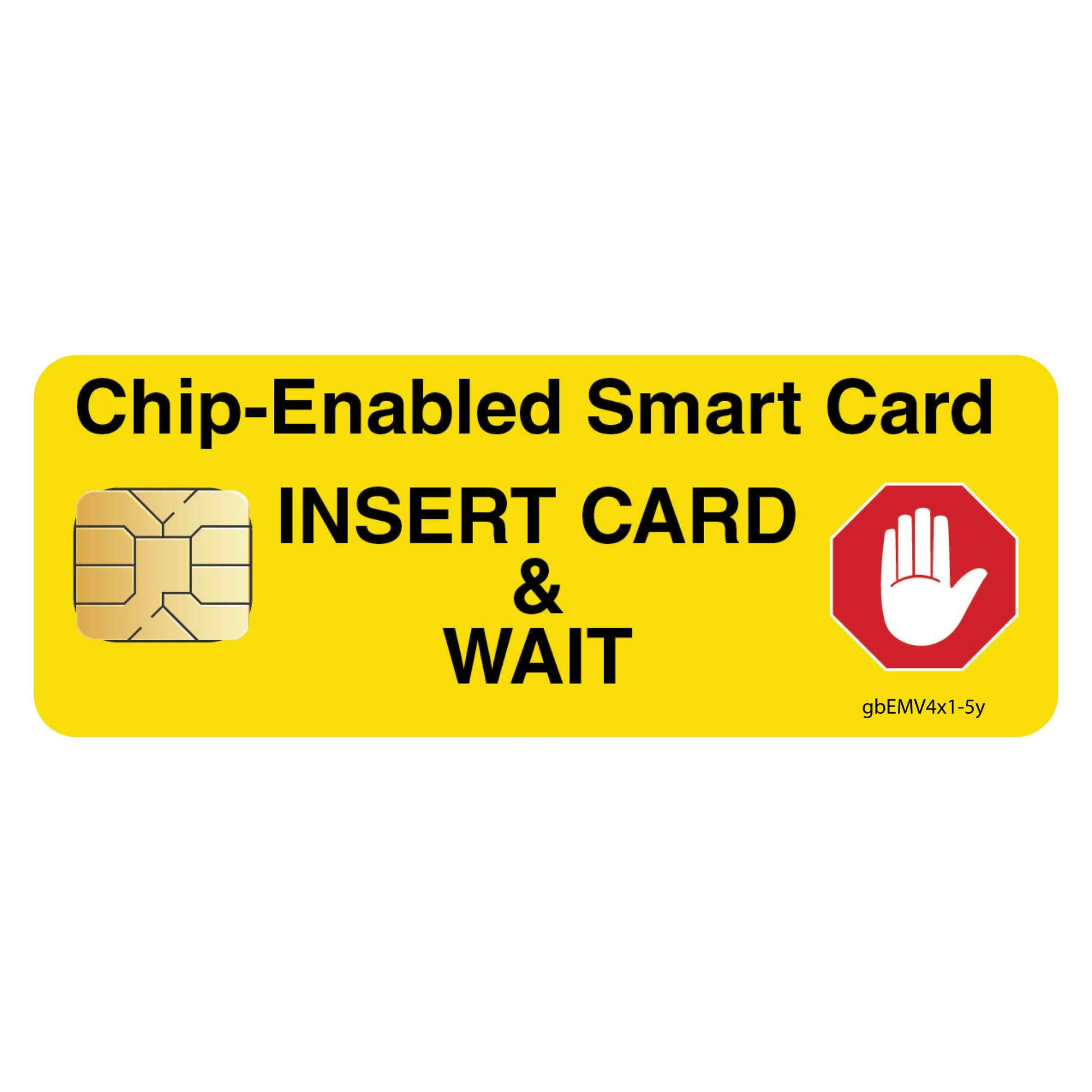 Chip Enabled Smart Card Decal, Yellow - 4 inches by 1.5 inches in size. 