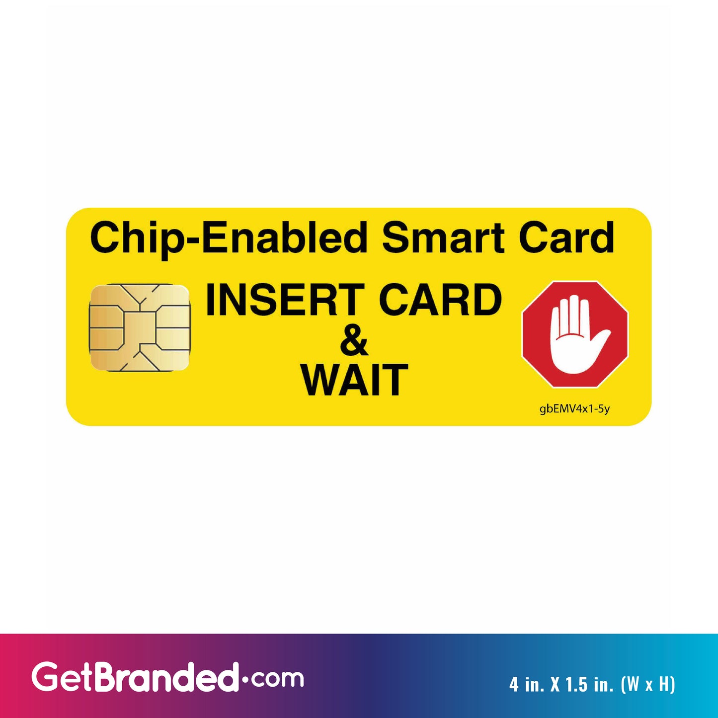 Chip Enabled Smart Card Decal, Yellow size guide.