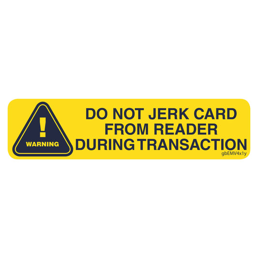 Warning Do Not Jerk Card Decal. 4 inches by 1 inch in size.