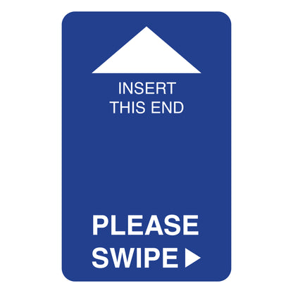 "Please Swipe" Card Reader Insert in Blue.