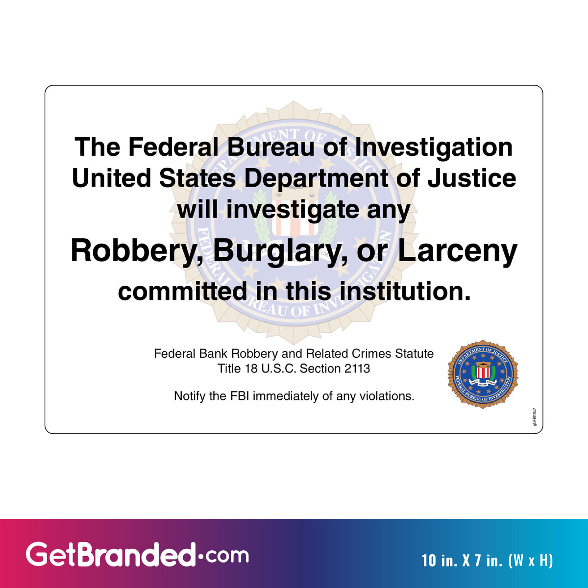 FBI Warning Decal | GetBranded.com