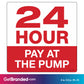 24 Hour Pay At The Pump Decal size guide. 6 inches by 6 inches in size. Pay At The Pump Sticker. High-Quality Vinyl Decal. Durable 24-Hour Decal. Wear and Tear Resistant Sticker. Gas Station Decal. Fueling Station Sticker. Convenience Store Decal. Gas Pump Payment Sticker. 24/7 Pay At The Pump Decal. Reliable Vinyl Sticker.