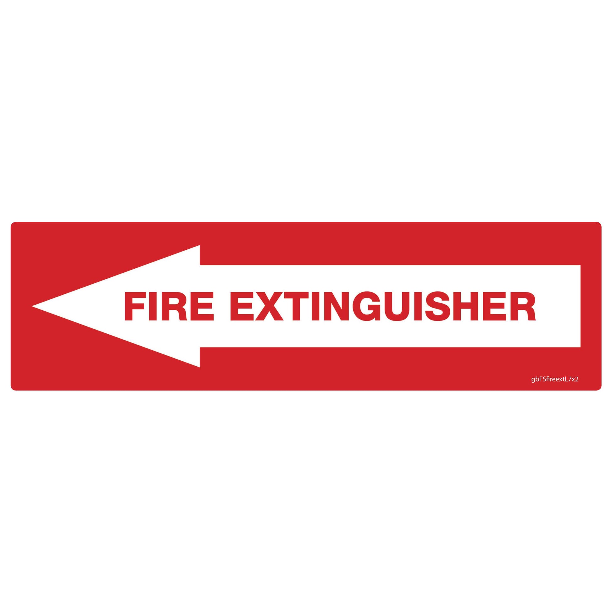 Fire Extinguisher Pointing Left Decal. 7 inches by 2 inches in size. 