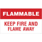 Flammable - Keep Fire And Flame Away Decal. 30 inches by 18 inches in size. 