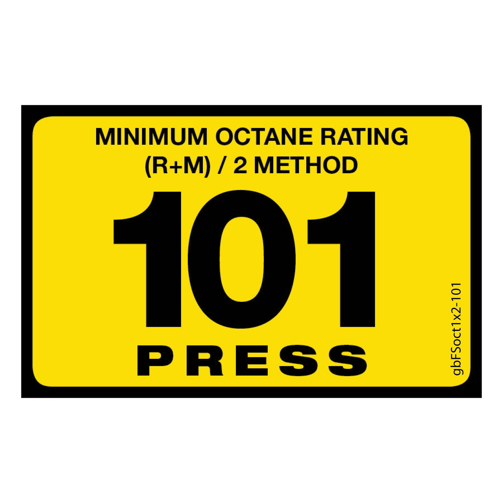 100 Press Octane Rating Decal. 1 inch by 2 inches in size. 