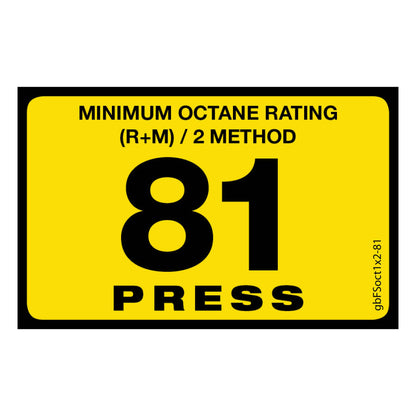 81 Press Octane Rating Decal. 1 inch by 2 inches in size. 