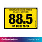 88.5 Press Octane Rating Decal. 1 inch by 2 inches size guide.