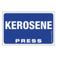 Kerosene Press Octane Rating Decal, Blue. 1 inch by 2 inches in size.