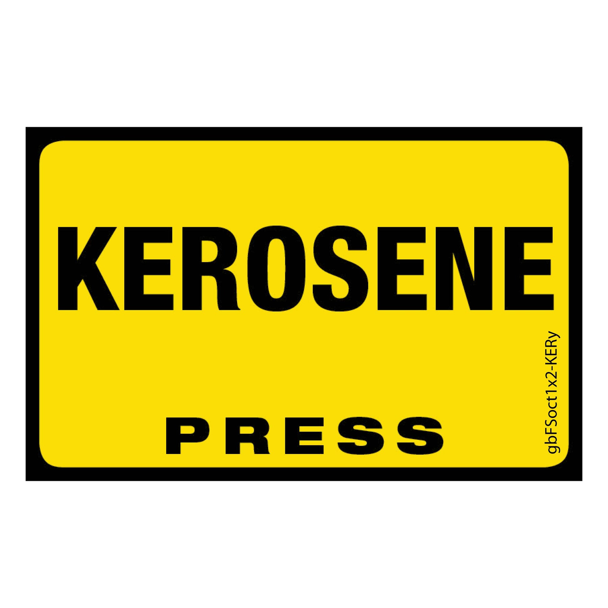 Kerosene Press Octane Rating Decal, Yellow. 1 inch by 2 inches in size.