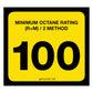 100 Octane Rating Decal. 3 inches by 2 inches in size. 