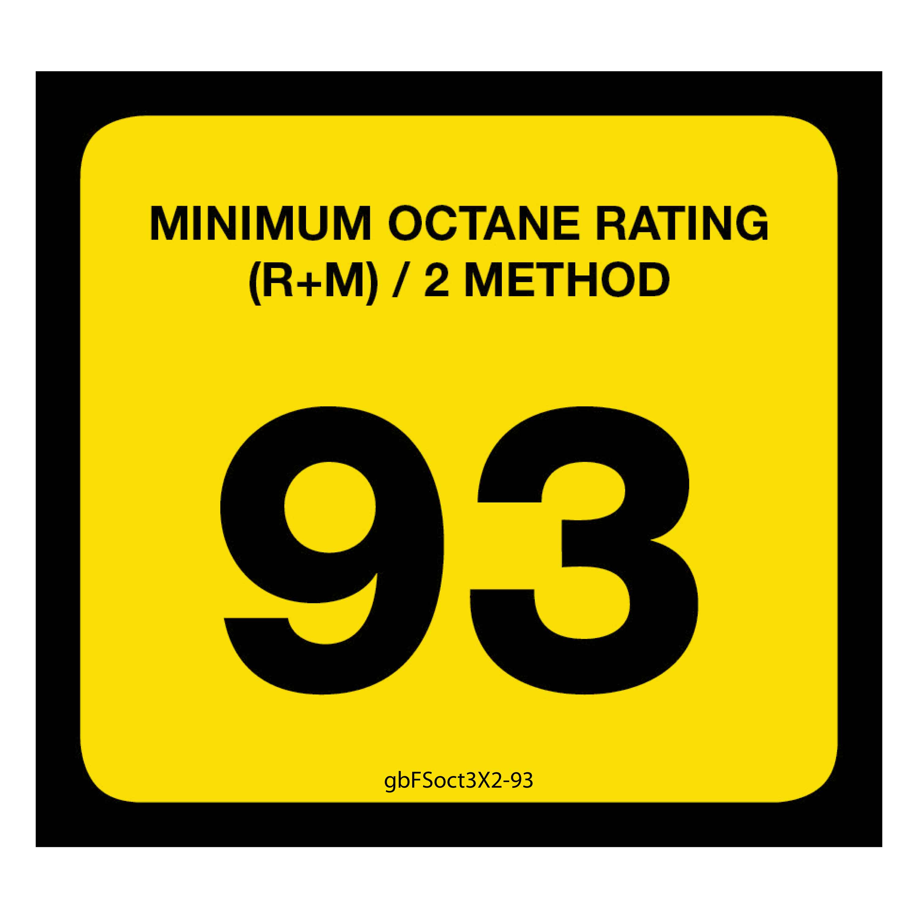 93 Sticker 93 Octane Rating Decal | GetBranded.com
