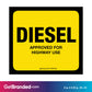 Diesel (On Road) Pump Decal, Yellow size guide.
