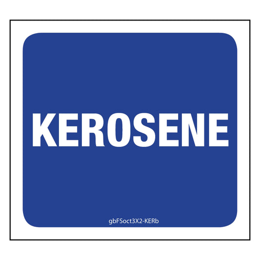 Kerosene Pump Decal, Blue. 3 inches by 2.75 inches in size. 
