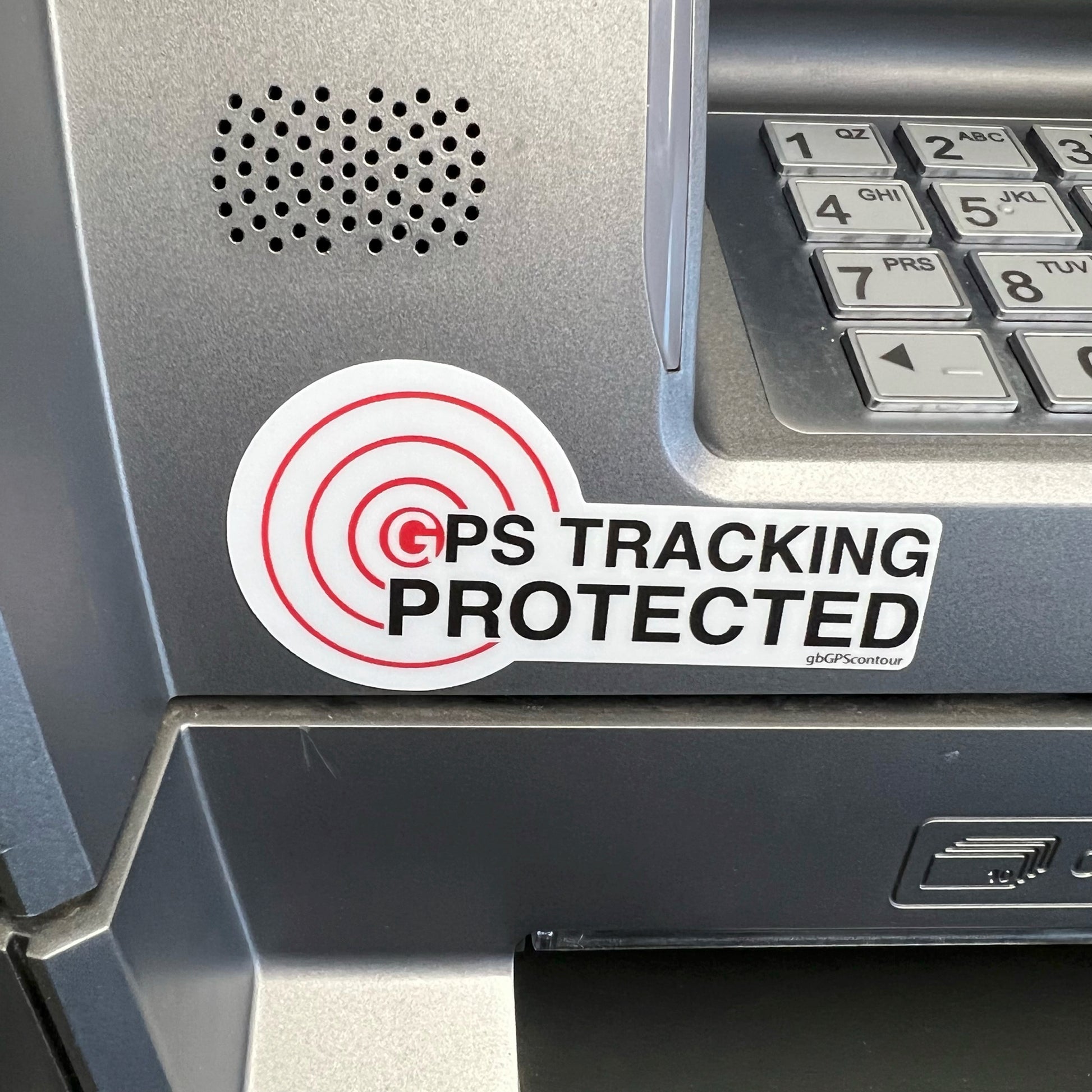 GPS Tracking Protected, Contour Cut Decal Photo.