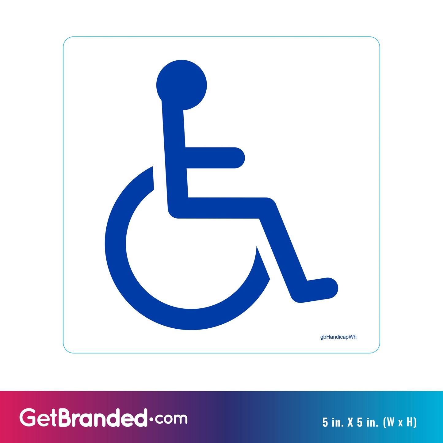 ADA Handicap Decal in White size guide.