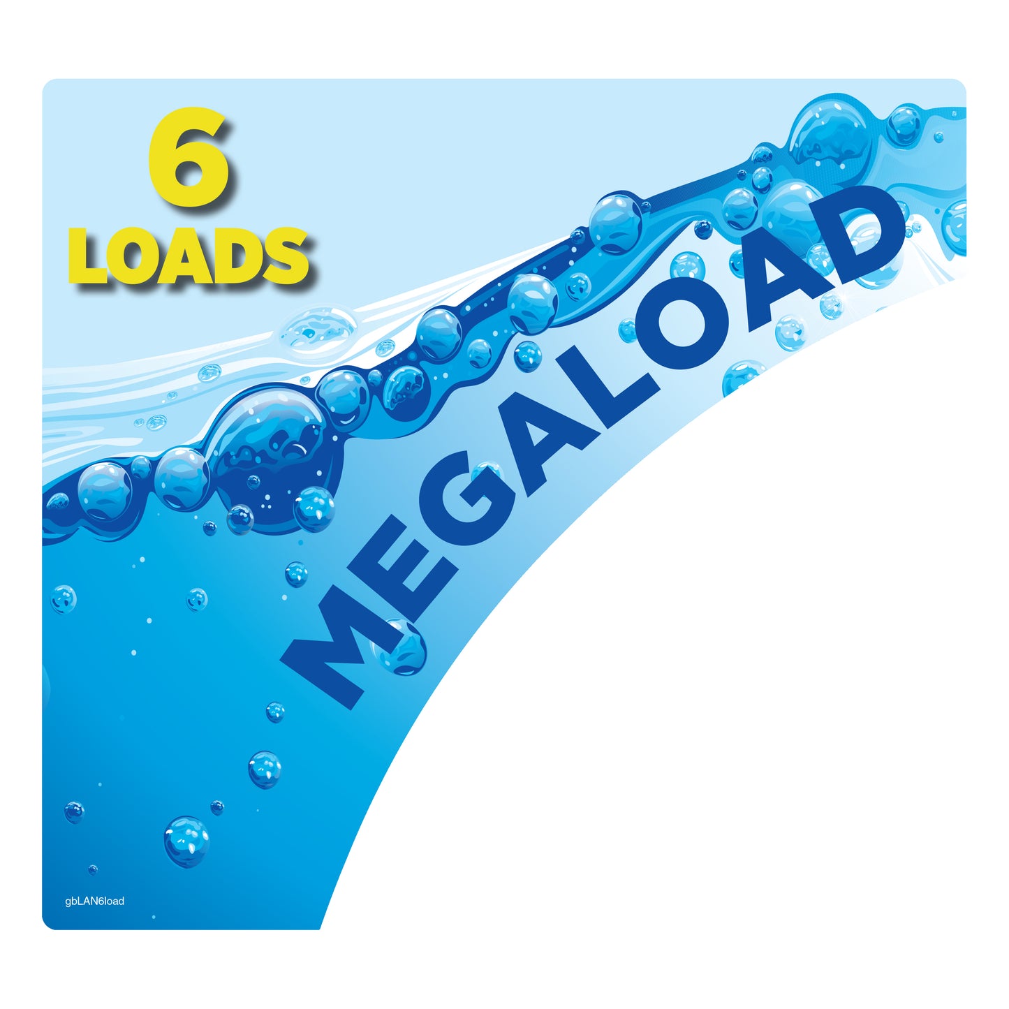 Decal for placement on washing machines at Laundromat displaying Megaload - 6 Loads in size.