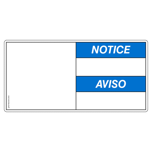 Customizable notice decal for short, bilinigual messages