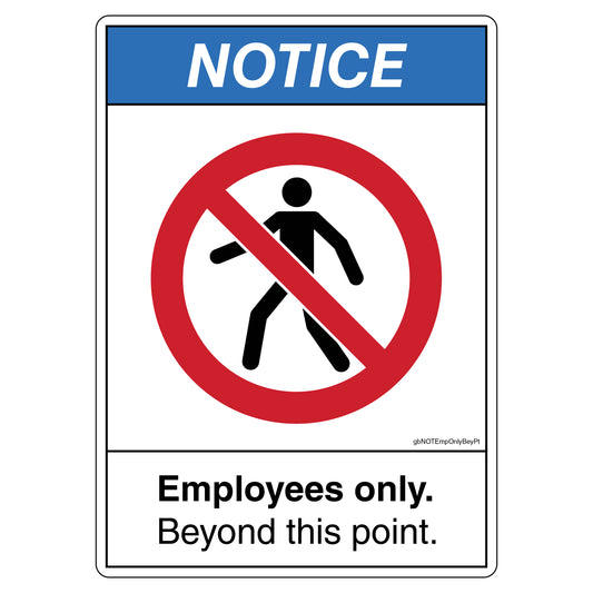 Notice Employees Only Beyond This Point Decal. 