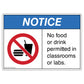 Notice No Food or Drink Permitted in Classrooms or Labs Decal. 