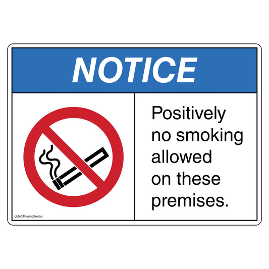 Notice Positively No Smoking Allowed on These Premises Decal. 
