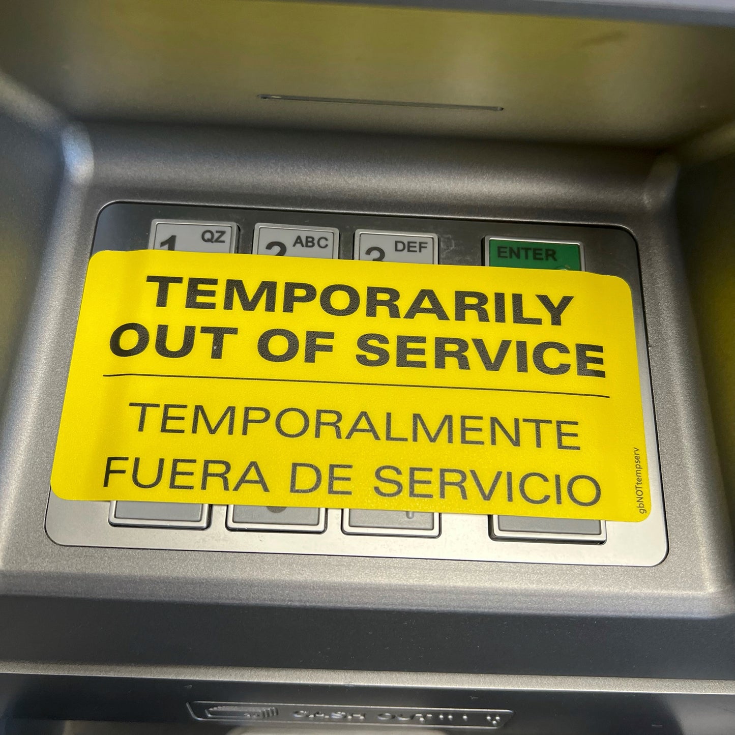 Temporarily Out of service Decal Image.