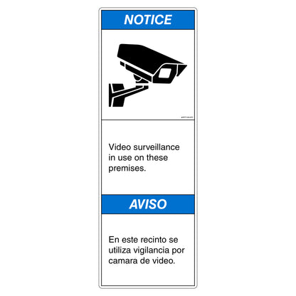 Notice, Video Surveillance In Use Decal in English and Spanish.