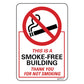 This is a Smoke Free Building Decal. 2 inches by 3 inches in size.