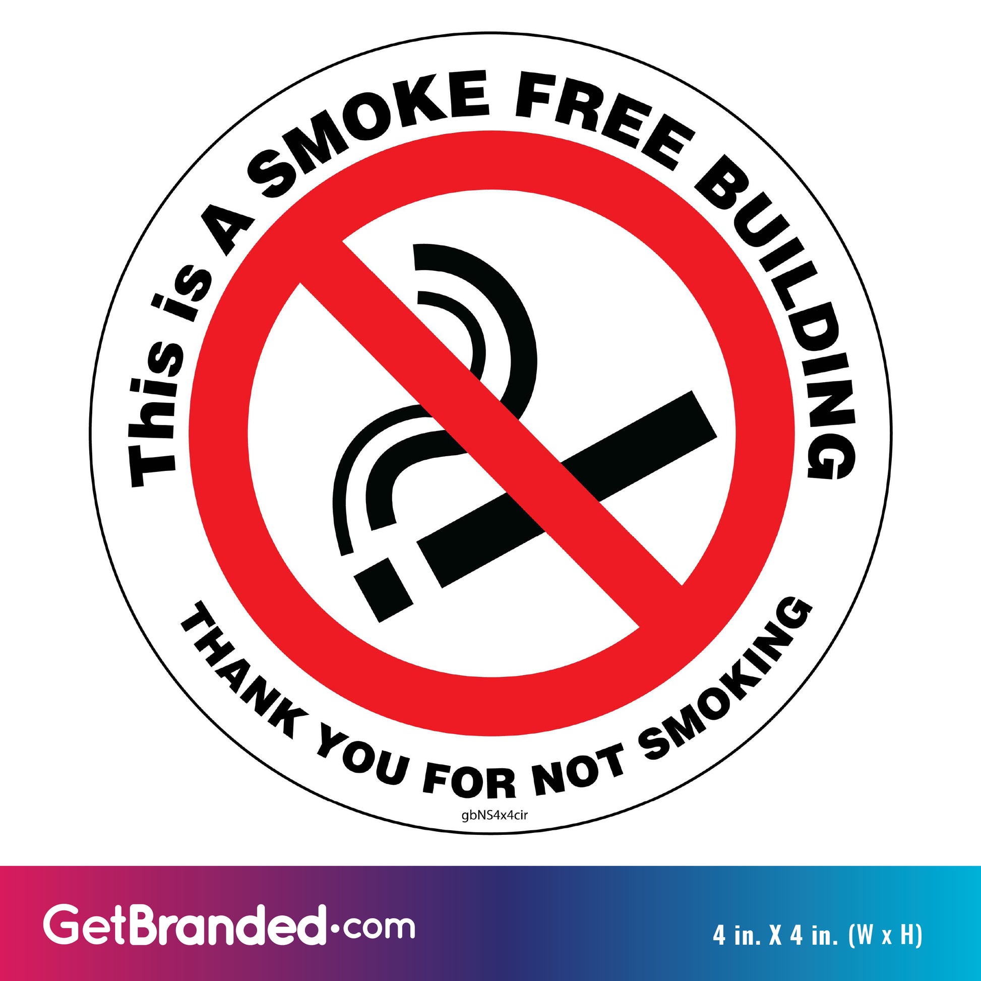 This is a Smoke Free Building Circle Decal size guide.