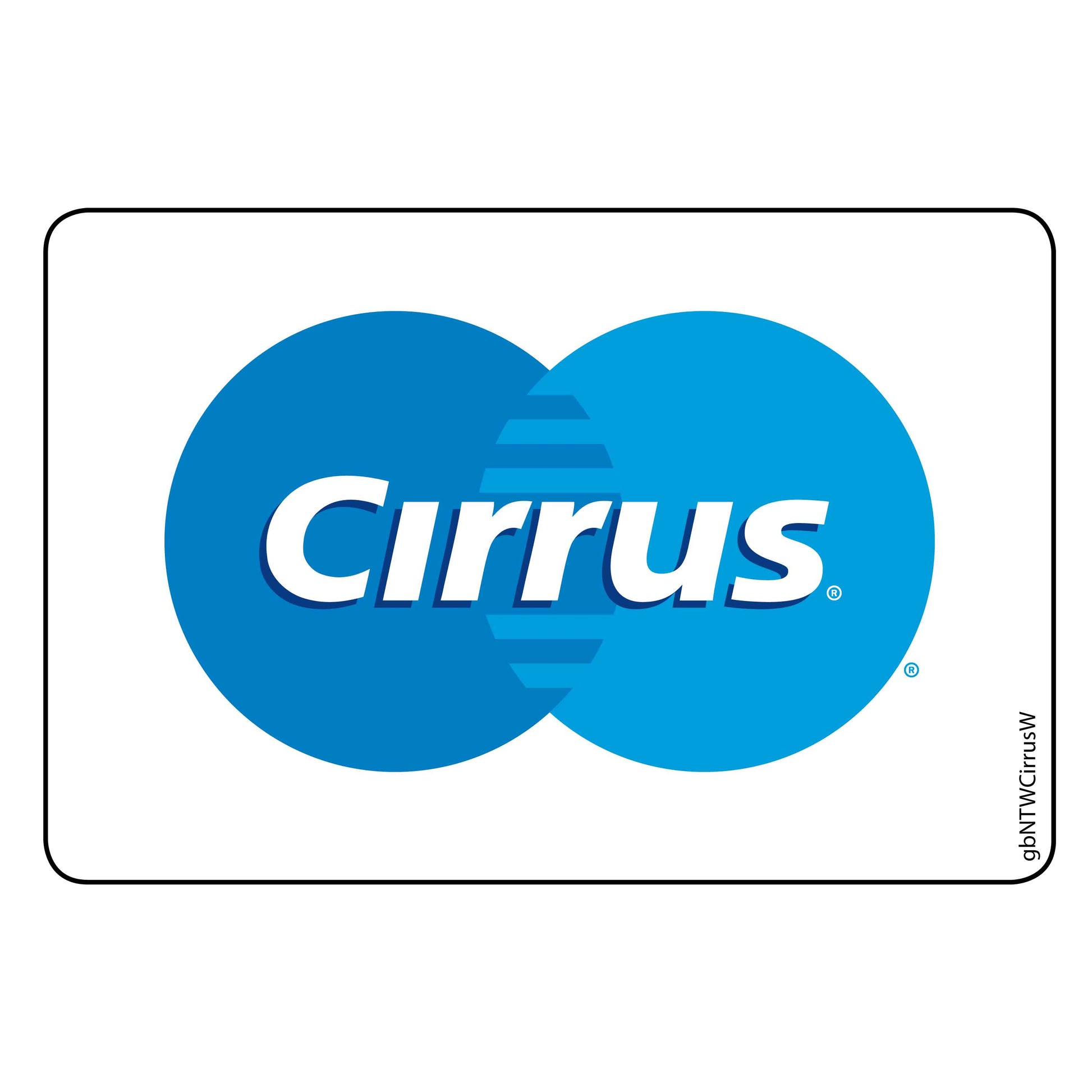 Single Network Decal, Cirrus Network. 3 inches by 2 inches in size.