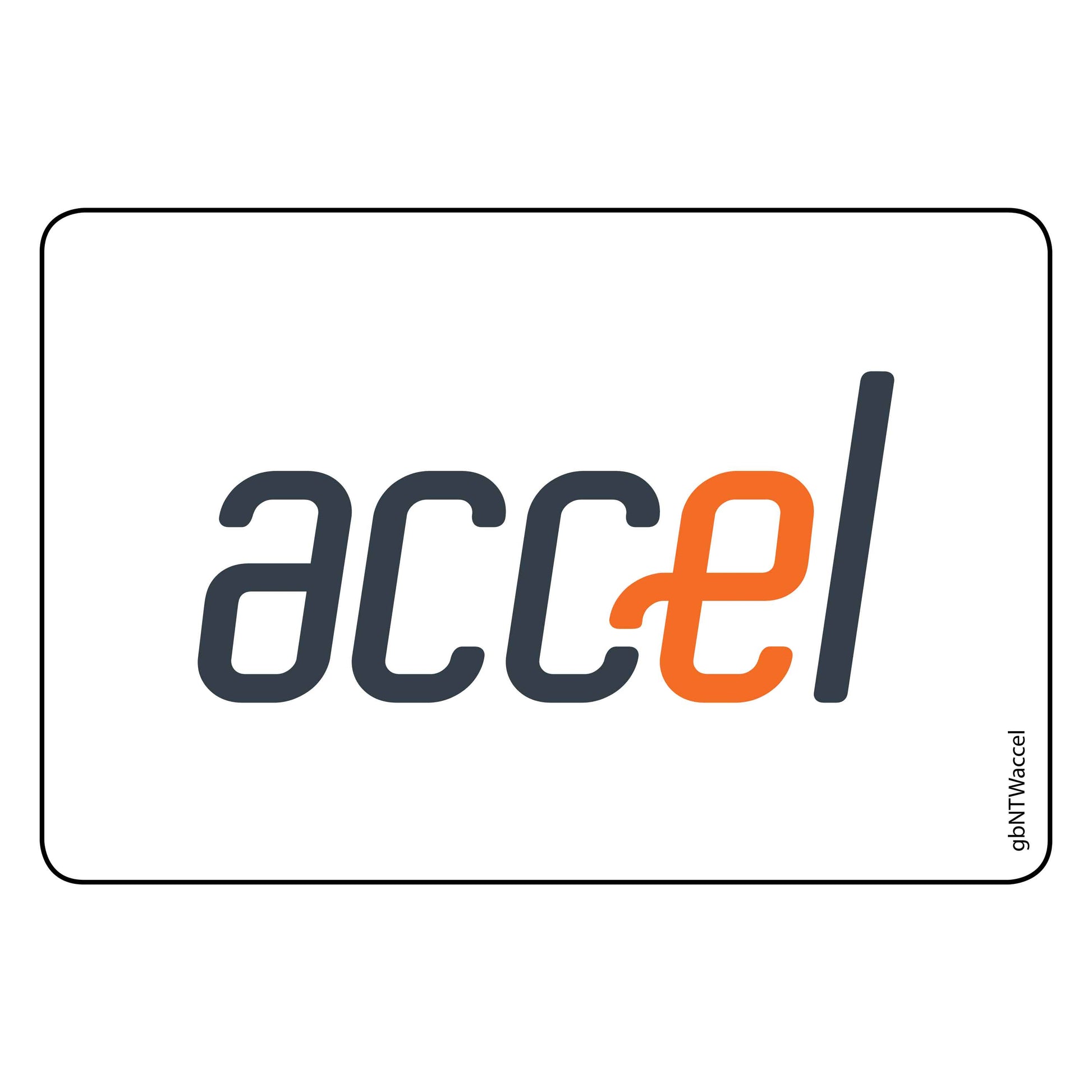 Single Network Decal, Accel. 3 inches by 2 inches in size.