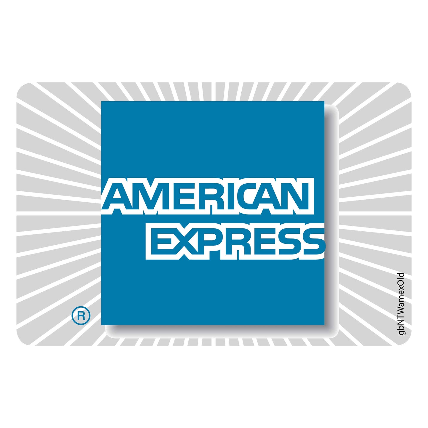 Single Network Decal, American Express. 3 inches by 2 inches in size.