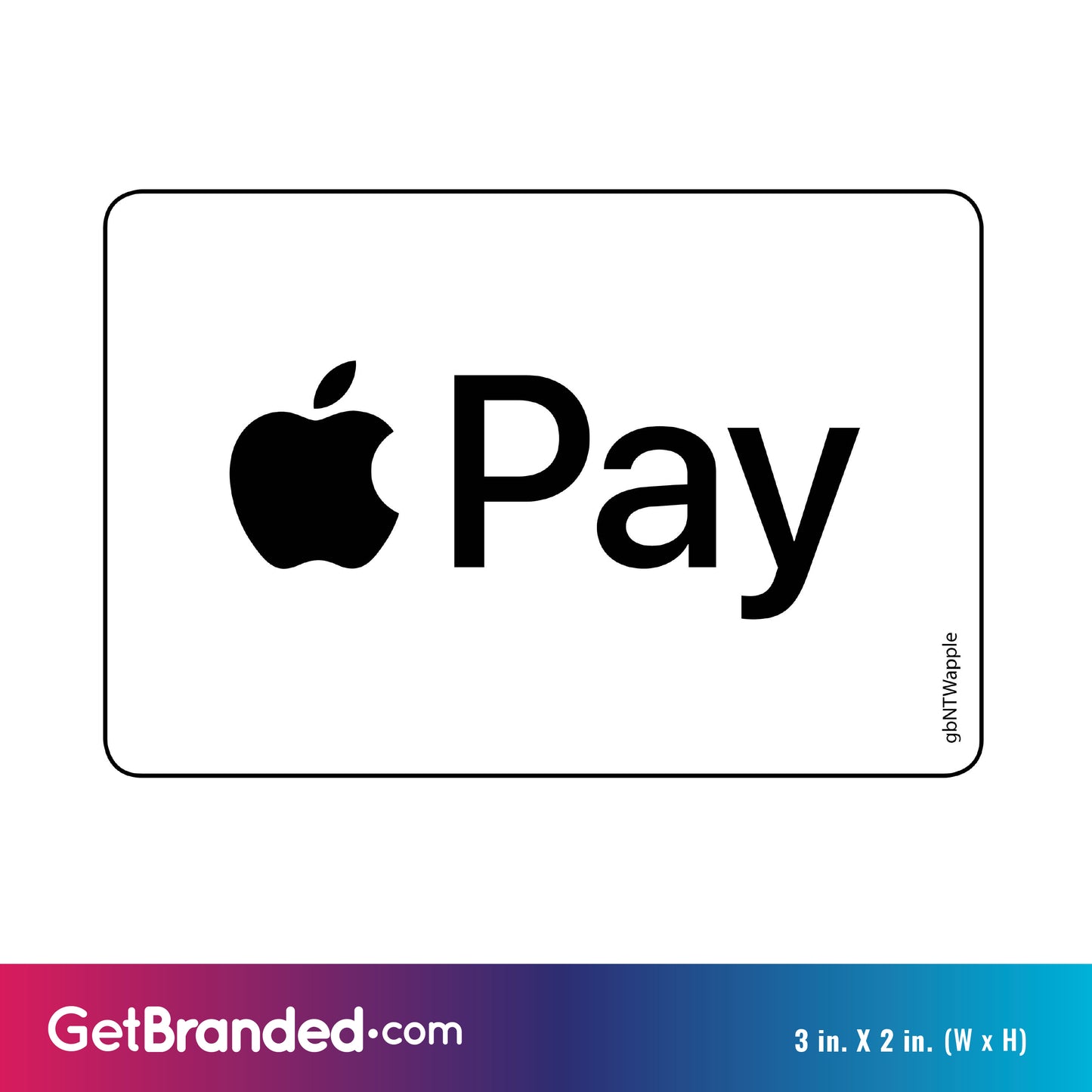 Single Network Decal, Apple Pay Decal size guide. 3 inches by 2 inches in size.