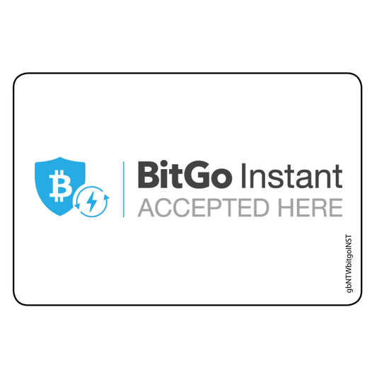 Single Network Decal, BitGo Instant Decal. 3 inches by 2 inches in size.