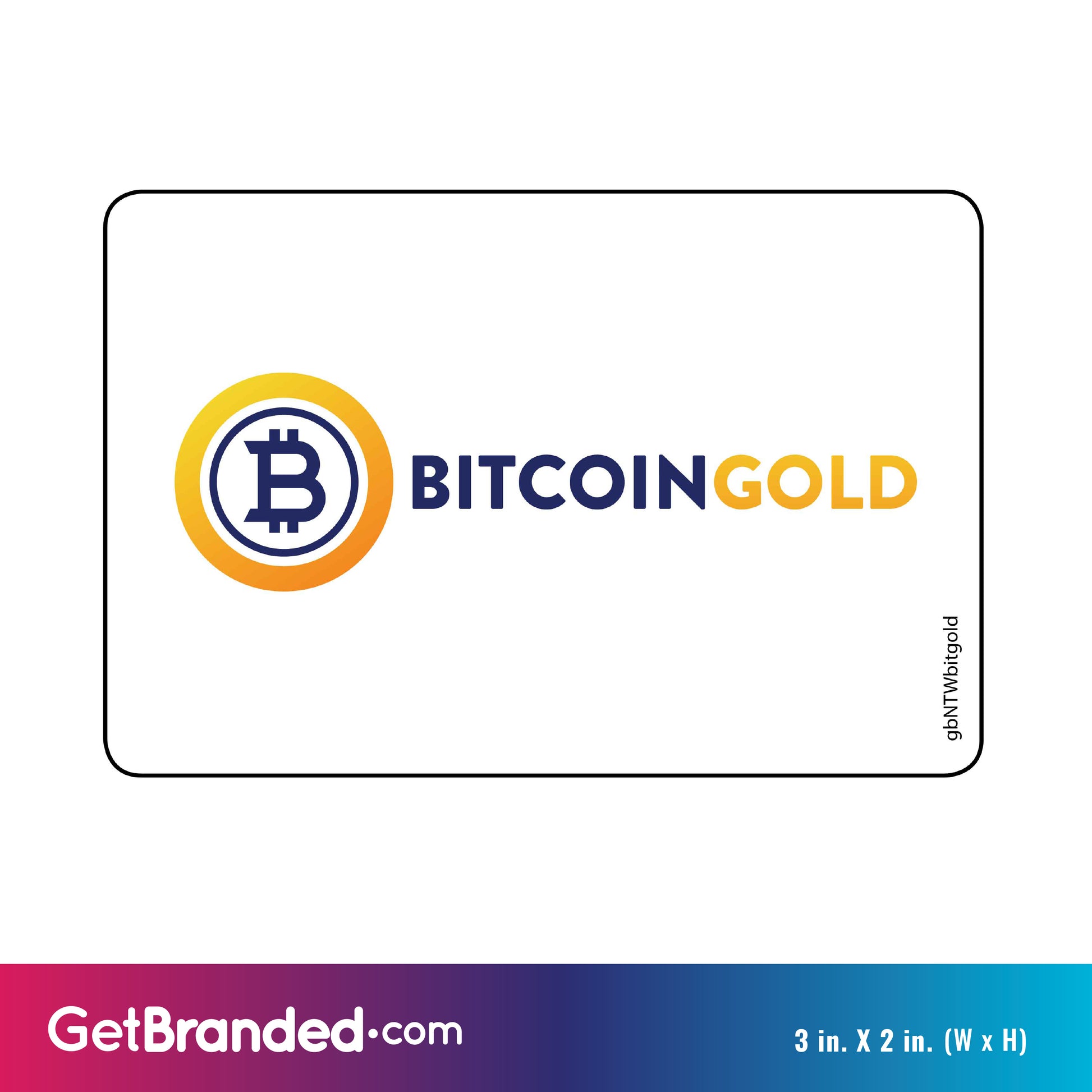 Single Network Decal, Bitcoin Gold Decal size guide. 3 inches by 2 inches in size.